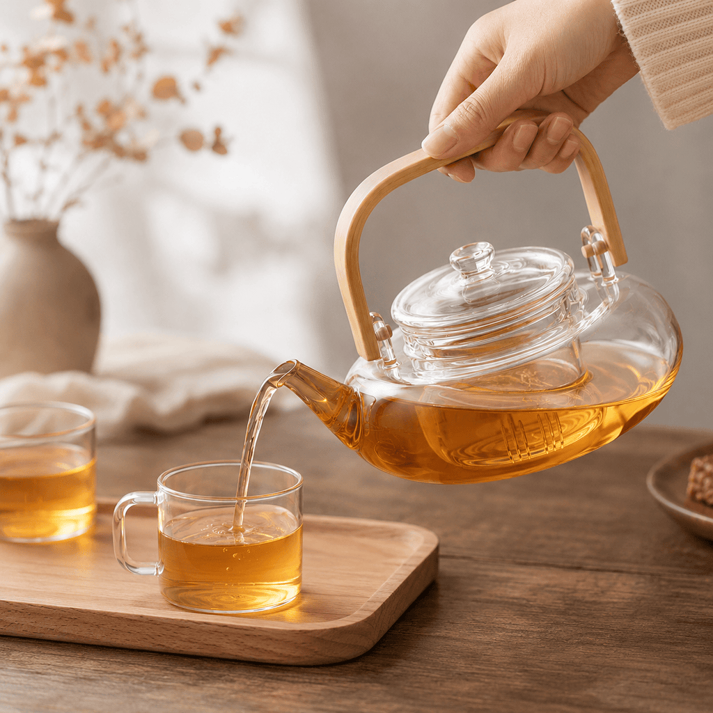Scandinavische glazen theepot 800 ml met filter – borosilicaatglas