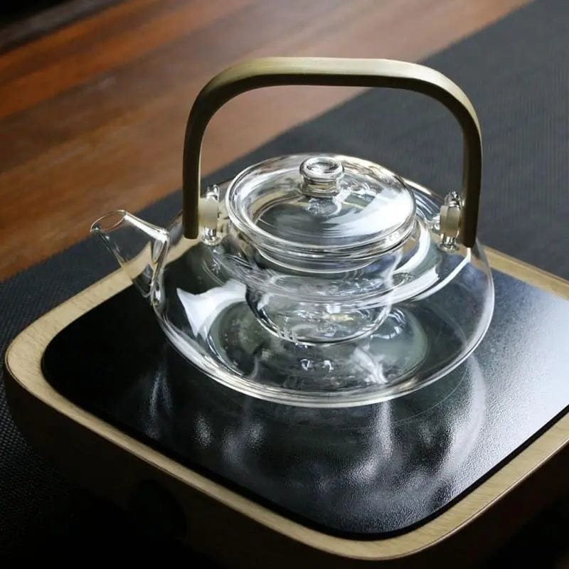 Scandinavische platte glazen theepot 800ML