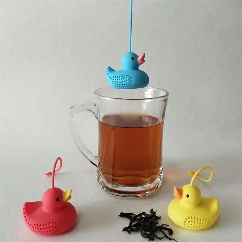 Siliconen thee-infuser in gele eendvorm