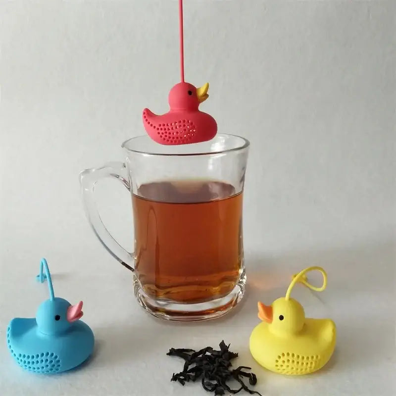 Siliconen thee-infuser in gele eendvorm