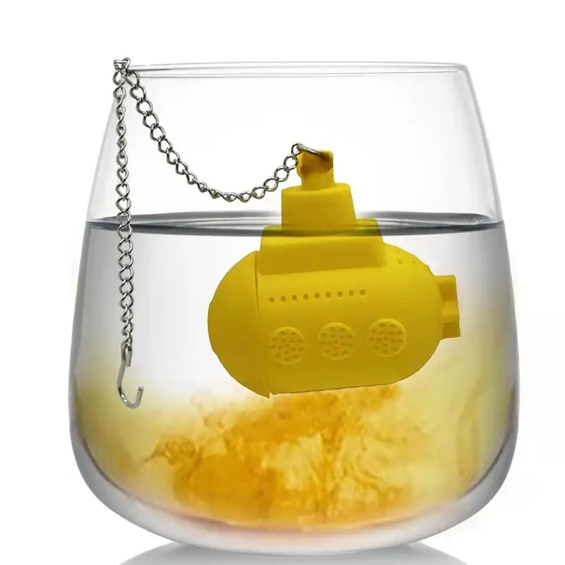 Siliconen thee-infuser in gele onderzeeërvorm