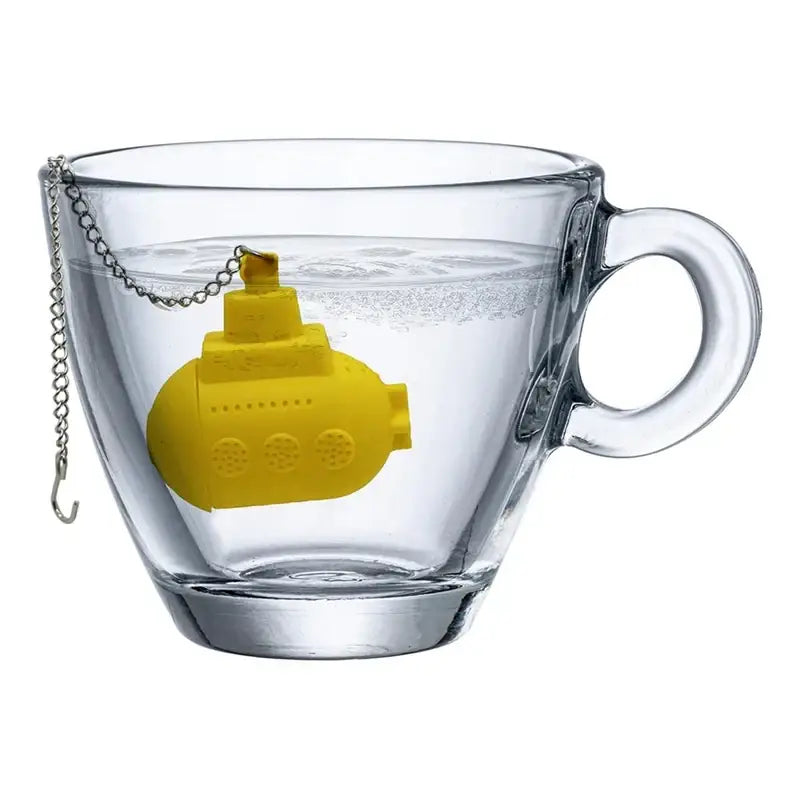 Siliconen thee-infuser in gele onderzeeërvorm