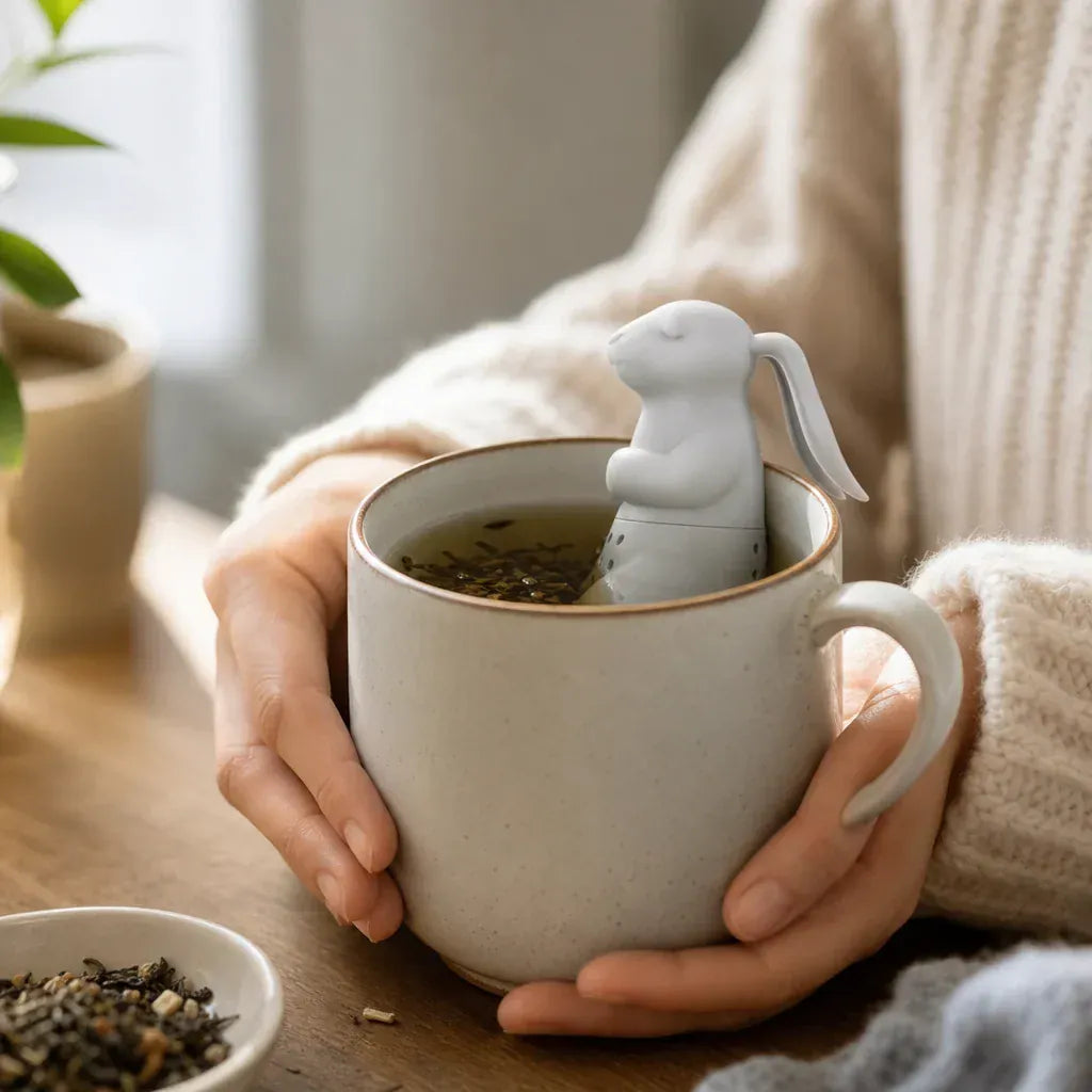 Siliconen thee-infuser konijn voor de rand van de kop