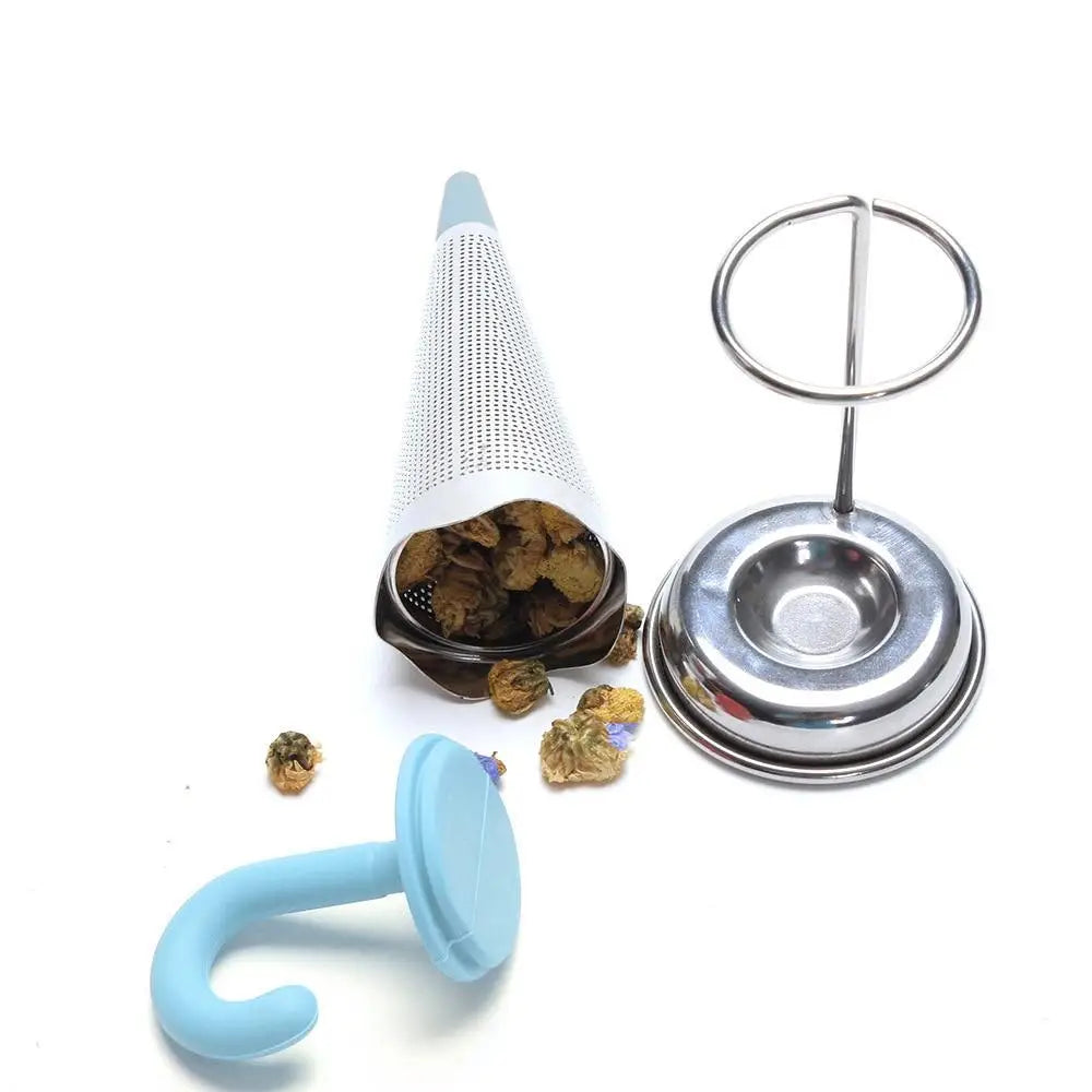 Thee-infuser paraplu met RVS filter en siliconen handgreep