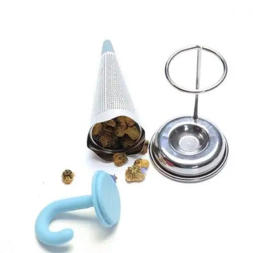 Thee-infuser paraplu met RVS filter en siliconen handgreep