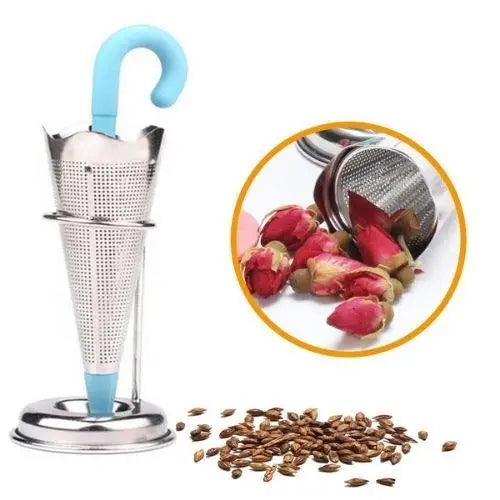 Thee-infuser paraplu met RVS filter en siliconen handgreep
