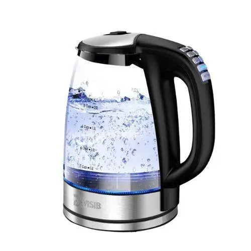 Transparante glazen waterkoker met draaibare voet