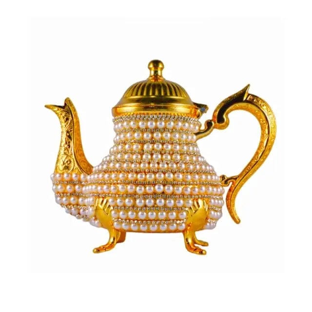 Turkse theepot van zink met Swarovski-kristallen en parels, 1 liter