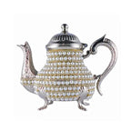 Turkse theepot van zink met Swarovski-kristallen en parels, 1 liter