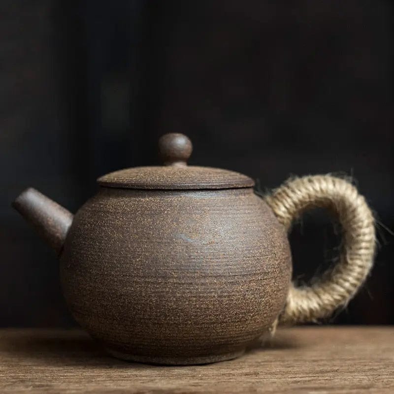 Vintage Chinese ronde theepot van aardewerk en keramiek, 200 ml