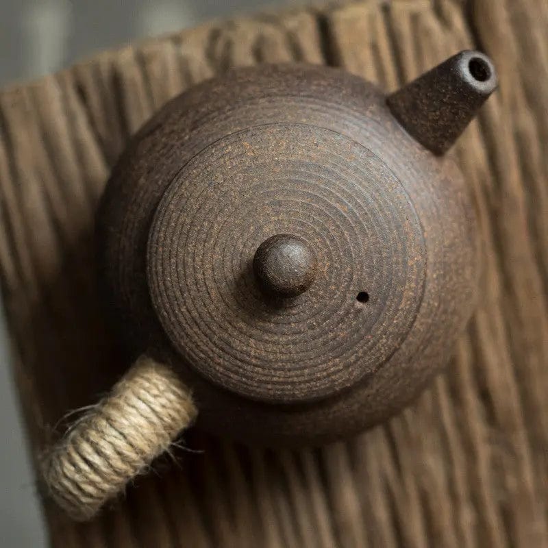 Vintage Chinese ronde theepot van aardewerk en keramiek, 200 ml