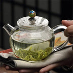 Vintage glazen theepot met deksel 200ml