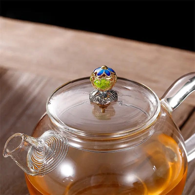 Vintage glazen theepot met deksel 200ml