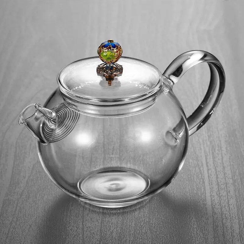 Vintage glazen theepot met deksel 200ml