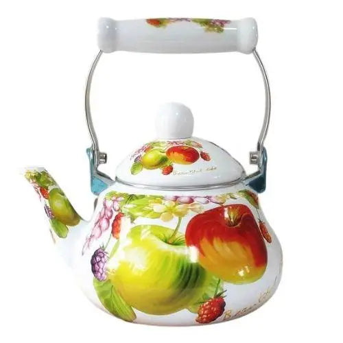Vintage waterketel 1,5 liter met fruitmotief