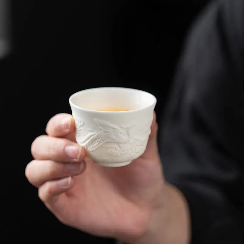 Witte en fijne keramische theekop 50ml