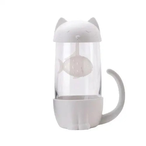 Witte kat theemok met infuser