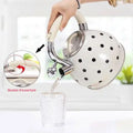 Witte RVS fluitketel 3,5 liter met stippen