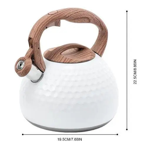 Witte RVS fluitketel 3 liter voor gas en inductie