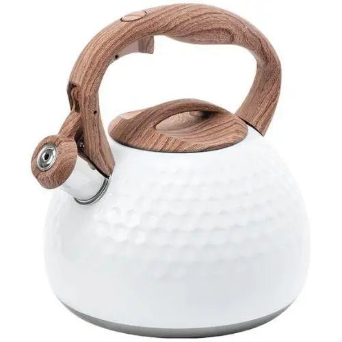 Witte RVS fluitketel 3 liter voor gas en inductie