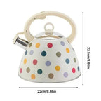 Witte vintage fluitketel met stippen 3L