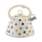 Witte vintage fluitketel met stippen 3L