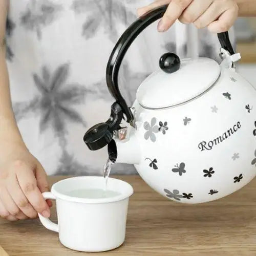 Zwart-witte waterketel 2 liter