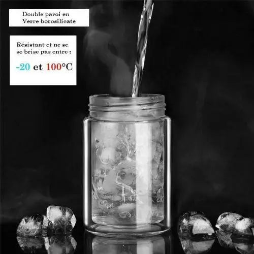 Zwarte glazen theefles 200 ml met infuser