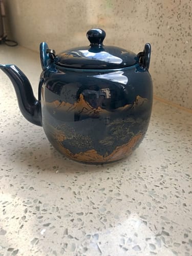 Klantfoto bij beoordeling van Japans blauw landschap theeservies