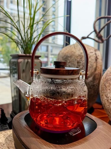 Klantfoto bij beoordeling van Glazen theepot met stoominfuser